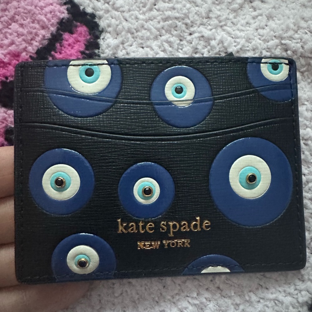 Kate Spade Black and Blue Dot Card Holder